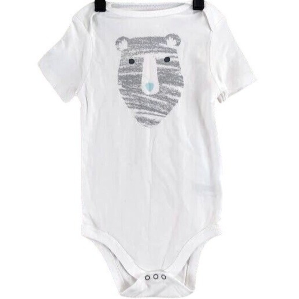 Cloud Island White Short Sleeve Baby Bodysuit Bear Face Graphic Size 24M‎
